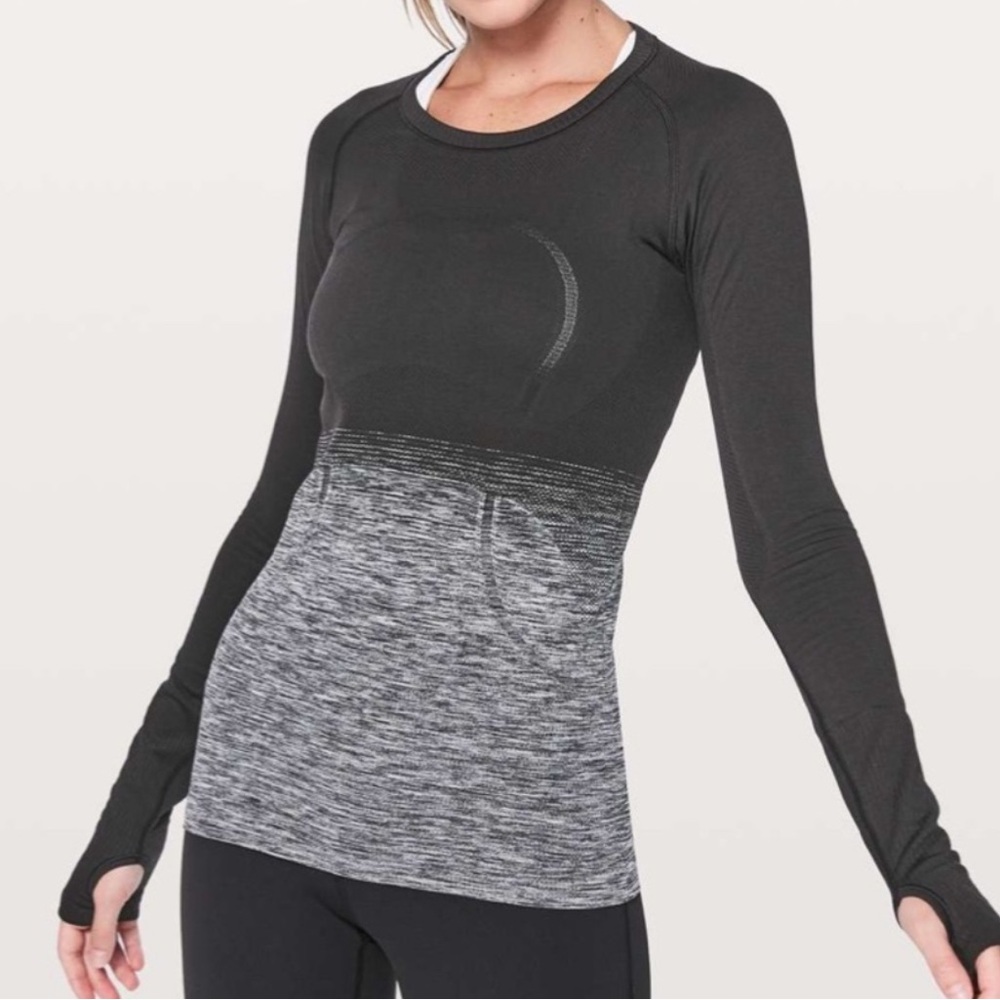Lululemon Athletica Black and Gray Long Sleeve Top
